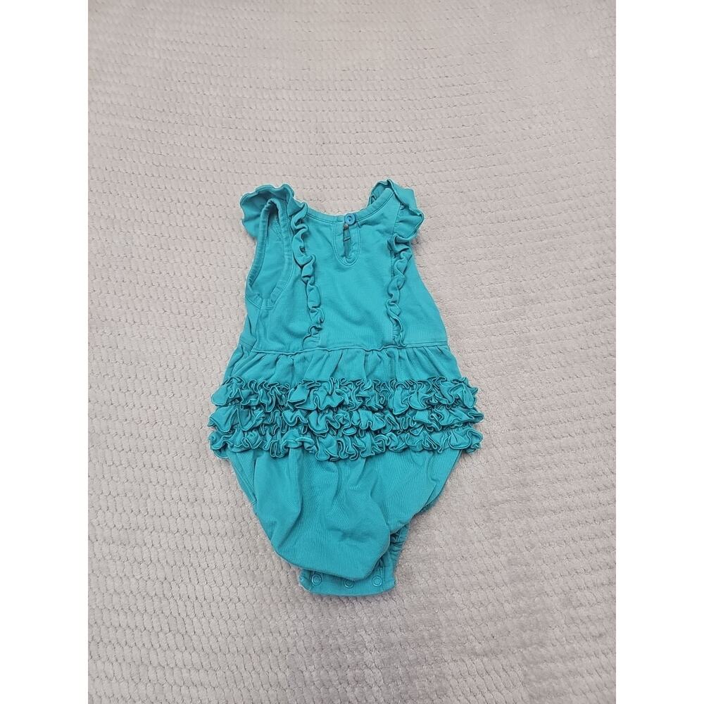 Ruffle Butts Romper Babygirls 3/6 Months One Piece Ruffled Blue